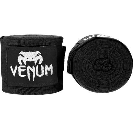 Venum 180-Inch Boxing Hand Wraps – Elastic, Unisex, Black/White – MMA, Kickboxing & Training Gear