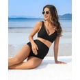 thumbnail image 4 of Beautyin Solid Color High Waisted Maternity Swimsuit Shoulder Straps Bikini Set Deep V Neck Pregnancy Bathing Suits Push Up Two Piece Swimwear, 4 of 6