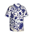 thumbnail image 2 of Easygdp Blue And White Porcelain Pattern Men's Hawaiian Shirts Print Lapel Short Sleeve for Beach, vacation, party, casual occasions - 3X-Large, 2 of 9