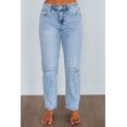 thumbnail image 4 of Women's High Rise Straight Leg Jeans, Distressed, Acid Wash, Light Wash, No Stretch, 4 of 6
