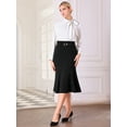thumbnail image 3 of DARING DIVA Women Fishtail High Waist Belted Work Midi Mermaid Skirts XL Black, 3 of 6