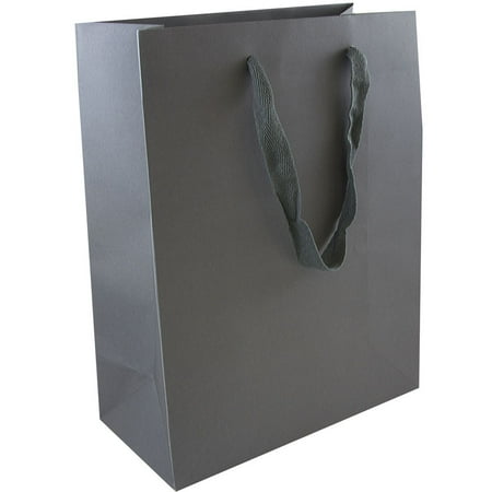 JAM Paper Medium Grey Gift Bags, 8 x 10 x 4, 1/Pack