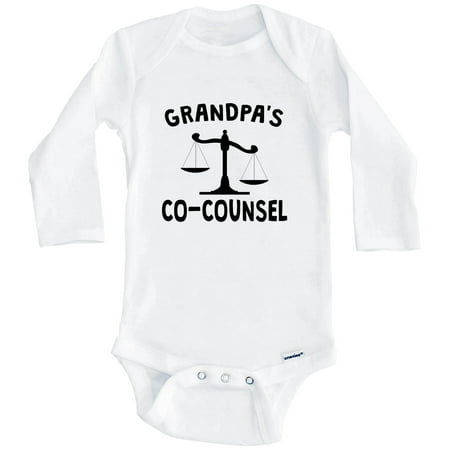 UPC: 0653485961849 | Grandpa s Co-Counsel Funny One Piece Baby Bodysuit For Grandchild Of Lawyer (Long Sleeve) 6-9 Months White