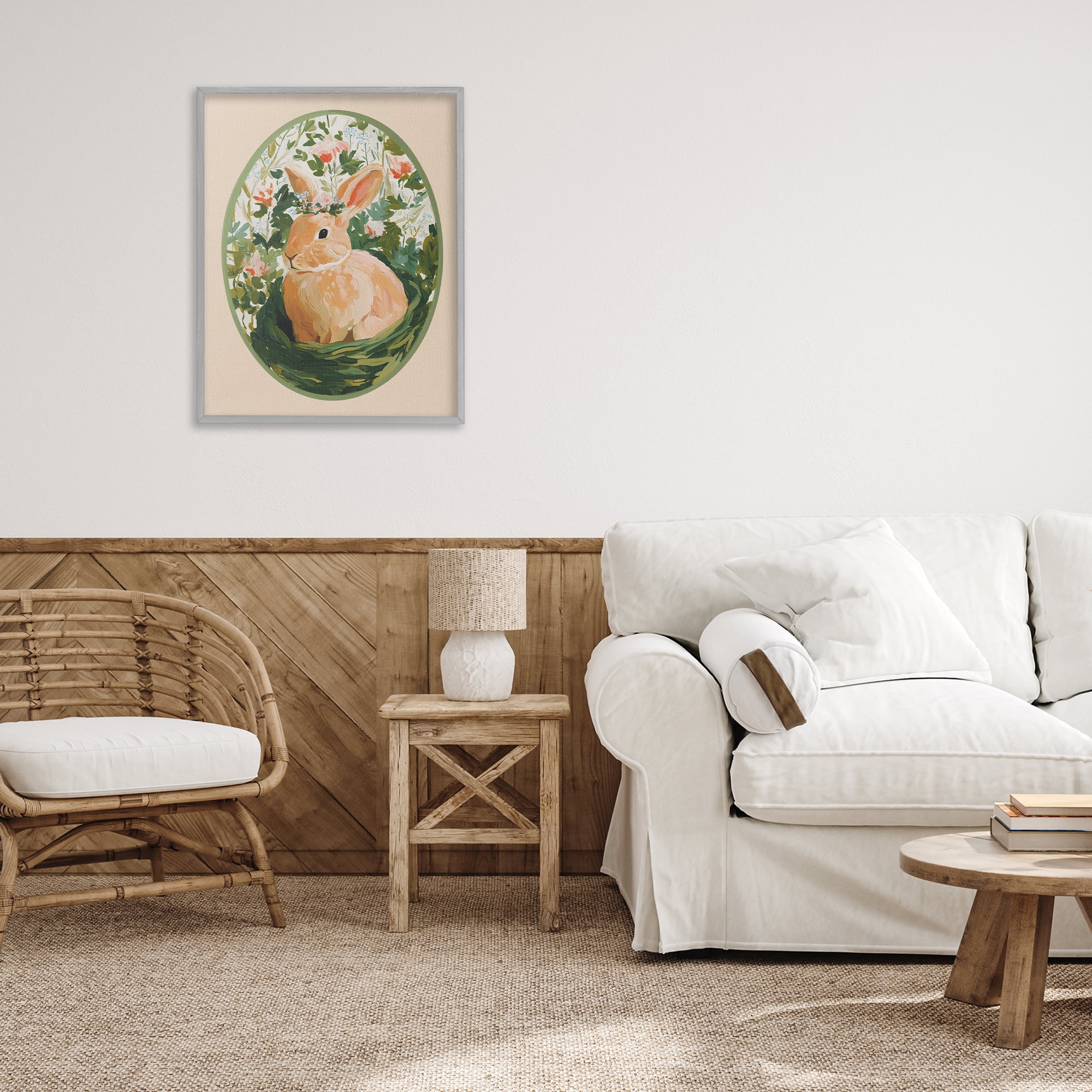 Stupell Industries Bloom Nest Bunny Gray Framed Giclee Art, design by Yen