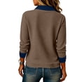 thumbnail image 3 of Textilo Womens Waffle Knit Sweatshirts Tops Patchwork Denim Long Sleeve Jean Shirts Half Button Collared Tshirts Blouses Retro Loose Fit 2026 Fall Winter Fashion Outfits,Brown 3XL, 3 of 3