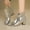#131-Silver, variant on Women's Winter Ankle Boots - Fashion Casual Solid Color & Contrast Trim Pointed Toe Rear Zipper Chunky Low Heel Shoes for Daily Wear