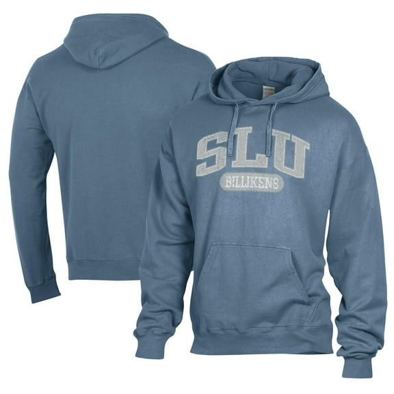 Men's Comfort Wash  Blue Saint Louis Billikens Lightweight Fleece Pullover Hoodie