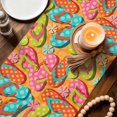 thumbnail image 3 of Watercolor Flip Flop Table Runner 72 Inches, Summer Coastal Beach Slippers Bed Runner Dresser Scarves Tabletop for Indoor Outdoor Parties/Ceremony/Banquet, 16" x 72", 3 of 9