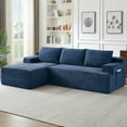 thumbnail image 5 of SEENYOO 96.1" Boneless Couch, Black Couches for Living Room, L-Shaped Cloud Modular Sectional, Deep Seat & Sleeper, No Assembly Required, Blue, 5 of 13