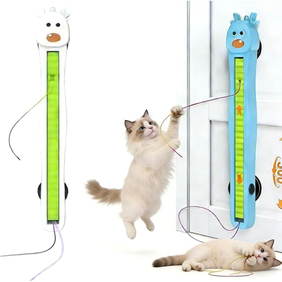 Auto Motion Flying Rope Cat Toy,Electric Wall Mounted Interactive Toy for Indoor Cats,Smart Rope Play Design Relieve Your Cat's Boredom (White)