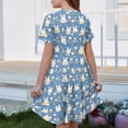 thumbnail image 5 of yuCgh Easter Dress for Toddler Girls, Short Sleeve Summer Dress with Pocket, Colorful Print Casual Party Dress for Easter Celebration,Blue 110, 5 of 5