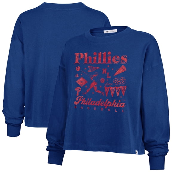 Women's '47 Royal Philadelphia Phillies Team Collage Sydney Long Sleeve T-Shirt