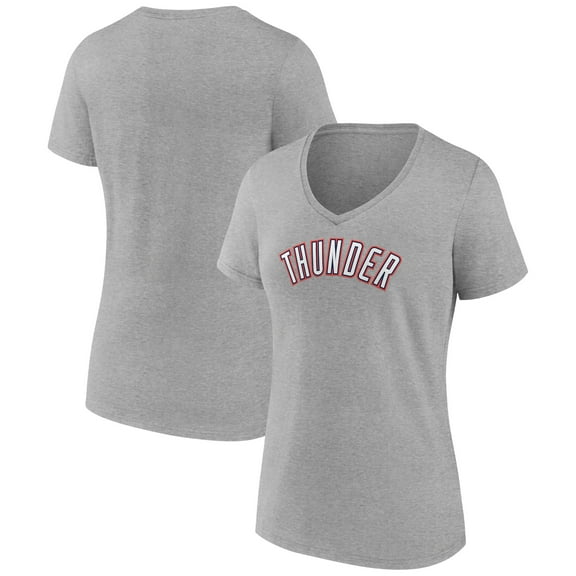 Women's  Gray Oklahoma City Thunder Alternate Logo V-Neck T-Shirt