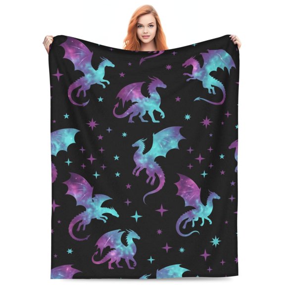 Dragon Blanket, Soft Flannel Throw Blanket for Dragon Lovers, Birthday Gift for Women, Cozy Home Decor for Couch Sofa Bed Bedroom 50x40