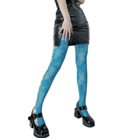 

Womens Hollow Out Y2K Pantyhose Solid Color Rose Pattern High Elastic Long Stockings Tights Outdoor Wear Pantyhose