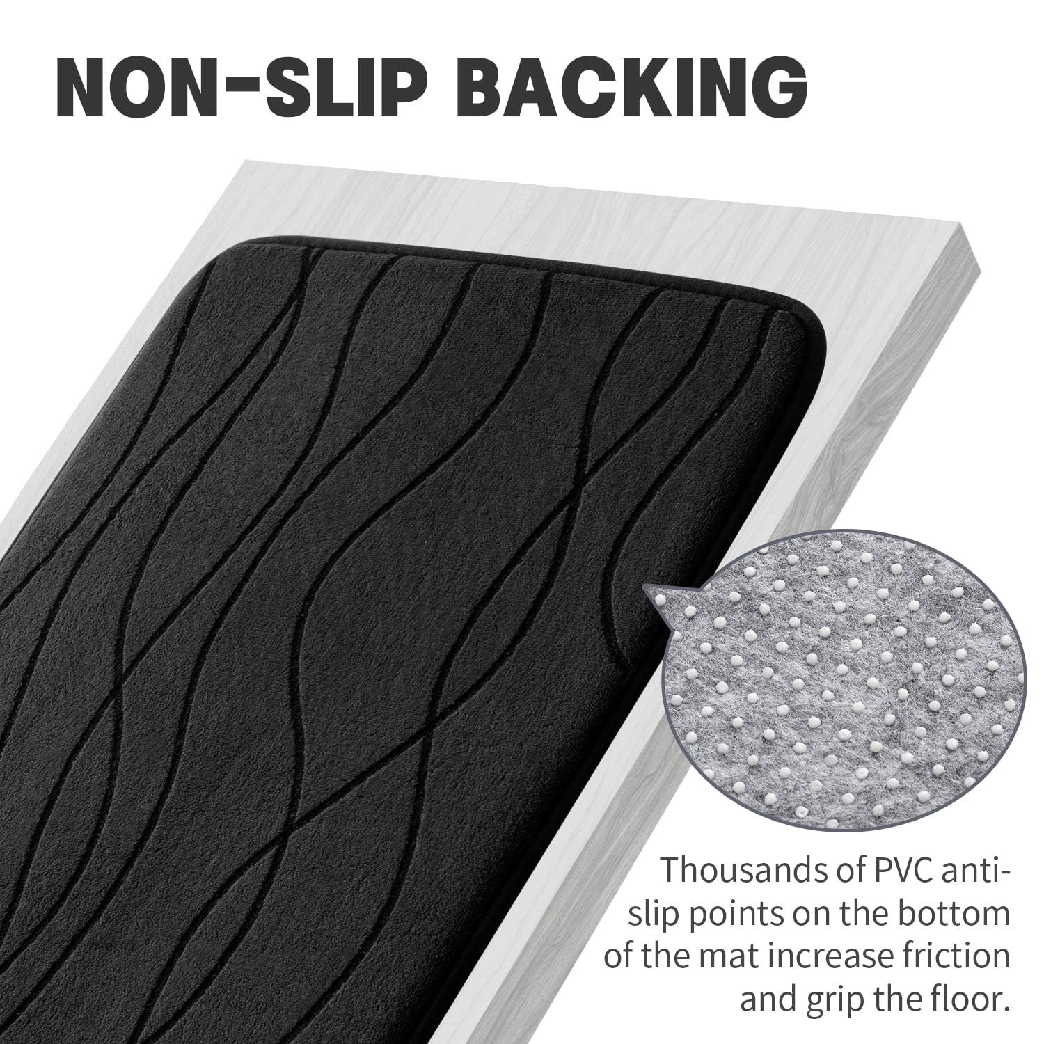 ChakmeOne Bathroom Rugs Sets 5 Piece, Black Bathroom Rug Soft Absorbent Microfiber Bath Mats and U-Shaped Contour Toilet Rug, Non-Slip Machine Wash Dry for Floor Tub and Shower