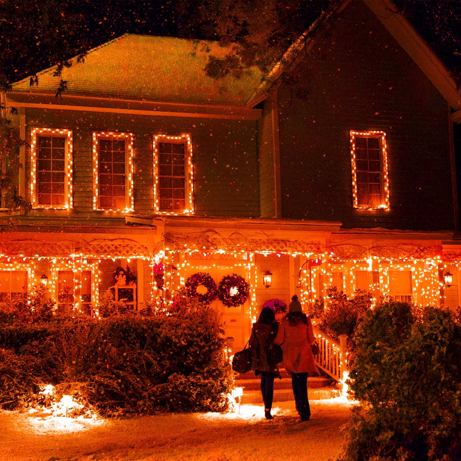 JMEXSUSS 600 LED Thanksgiving Lights Outdoor, 8 Modes Orange Christmas Lights Plug in, Orange String Lights Clear Wire for Fireplace, House, Yard, Halloween Christmas Thanksgiving Decorations