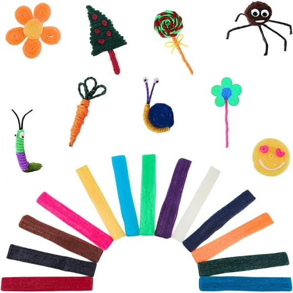 500Pcs 13 Colors Wax Craft Sticks Wax String Reusable Molding Sculpting Sticks Bendable Wiky Sticky in Bulk Wax Yarn Sticks for DIY Art Crafts School Project Handicraft Supplies Christmas colorful