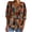 Brown, variant on IROINNID Womens Long Sleeve V-Neck Shirts Home T-shirt Vintage Ethnic Print 3/4 Sleeve Pullover Blouse Tops,Purple