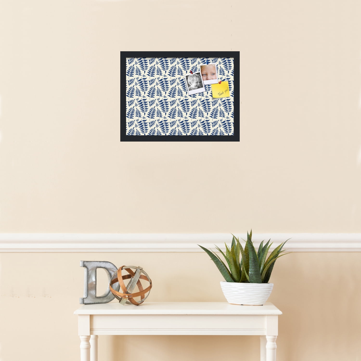 PinPix 18x13 Custom Cork Bulletin Board Fern Navy Poster Board Has a Fabric Style Canvas Finish, Framed in Fern Navy, by ArtToFrames (PinPix-1583)