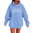 thumbnail image 3 of Elvqul Womens Crewneck Sweatshirts Oversized Hooded Hoodies Pullover Long Sleeve Casual Light Blue Graphic Tops for Women with Pockets, 3 of 6