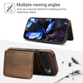 thumbnail image 2 of ELEHOLD Case for Google Pixel 9 Pro XL, 2-in-1 Magnetic Shockproof Leather Wallet Flip Case Cover, Detachable Card Holder with Stand,Brown, 2 of 5