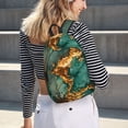 thumbnail image 5 of Disketp Emerald Color Gold Marble print Canvas Backpack Lightweight Travel Daypack Student Rucksack Laptop Backpack-, 5 of 5
