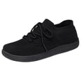 thumbnail image 2 of Women's Breathable Knit Lace-Up Sneakers, Lightweight Comfortable Casual Shoes, Footwear for Everyday Walking, Running and Outdoor Activities Black 40, 2 of 9