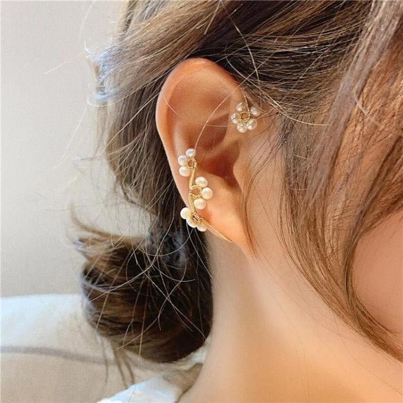 IKemiter Pearl Ear Wrap Ear Cuff Non pierced Earring Jewelry Gift Cute Ear Cuff for Women Girl Walmart