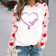 thumbnail image 2 of VALMASS Chandails en Molleton à Col Rond pour Femmes de la Saint-Valentin Manches Raglan Hauts Décontractés Mode Imprimé Cœur Blouses (TG, B Rose), 2 of 4