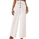thumbnail image 4 of Pantalones de piernas anchas para mujer, pantalones de color sólido con botones en la cintura, informales, holgados, para vacaciones, citas, trabajo, vida diaria, blanco M, 4 of 6