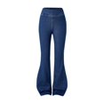 thumbnail image 4 of KVPLBQFD Bell Bottom Jeans for Girls Crossover Stretchy Jeans Kids High Waisted Pull On Denim Pants Girl Trendy Flare Leggings with Pockets, 4 of 4