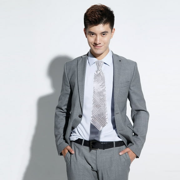 HONMEET Sequin Tie for Men and Boys, Formal Necktie Party Accessory, Stylish Dress Tie for Weddings and Events