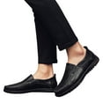 thumbnail image 3 of nsendm Male Shoes Adult Mens Moccasins Shoes Leather British Style Flat Heel Low Top Soft Sole Mens Leather Slip on Shoes Size 11 Wide Black 10.5, 3 of 7