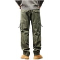 thumbnail image 5 of Yusimy Men's Solid Color Cargo Pants Outdoor Hiking Multi-Pocket Straight Leg Pants, 5 of 9