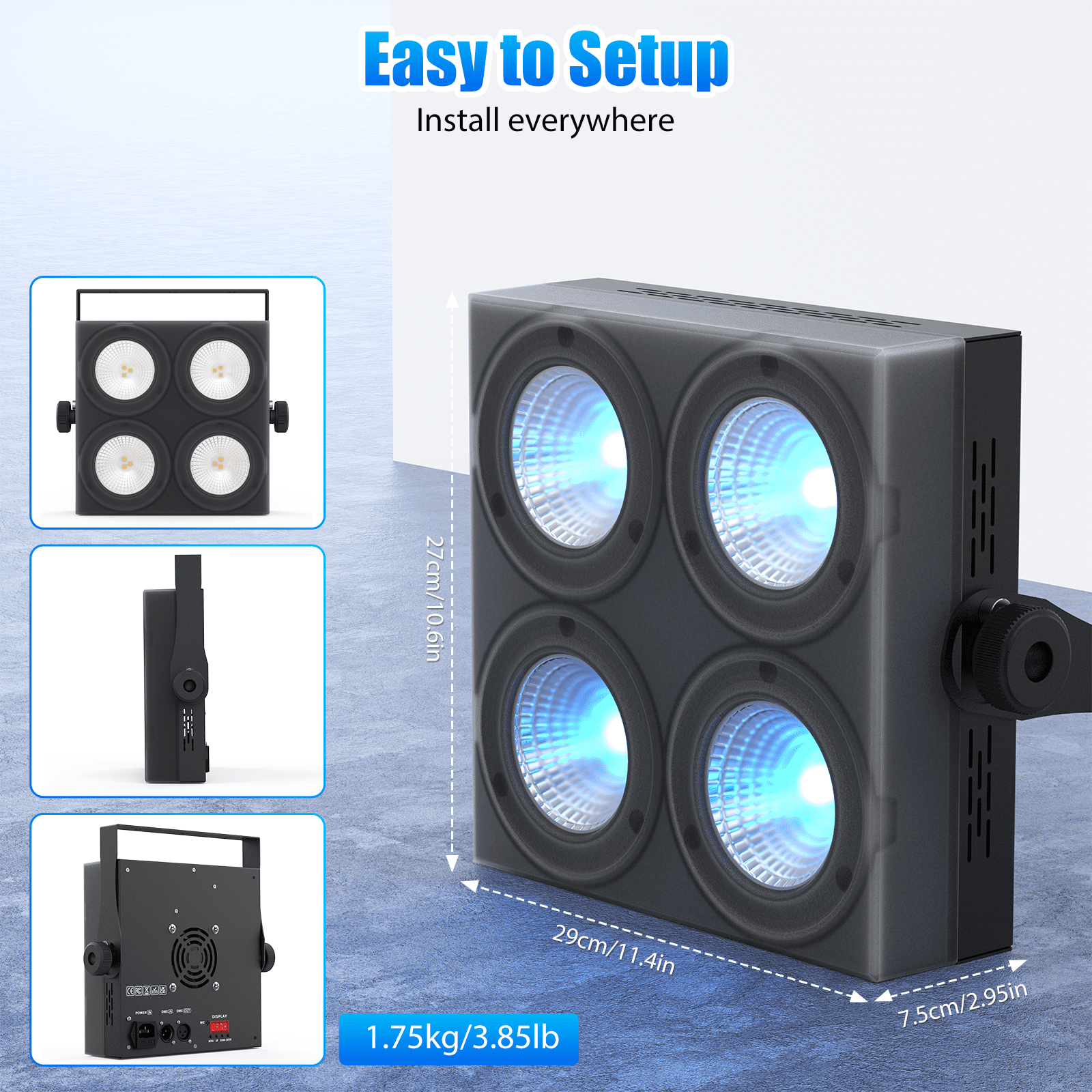 80W RGBW LED Stage Par Lights with Dynamic Strip - DMX512, AUTO, Sound-activated for Disco,Party,Wedding