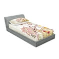 thumbnail image 2 of Ambesonne Floral Fitted Sheet & Pillow Sham Set, Oriental Flower Ornaments, Twinxl, Multicolor, 2 of 2