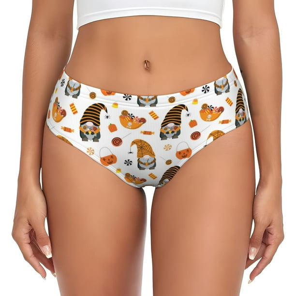 Fotbe Halloween Gnomes Calzones Estampados para Mujer – Ropa Interior de Algodón, Cómoda, Suave y Elástica-Large
