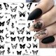 thumbnail image 2 of Pegatinas de uñas con diseño de mariposas en 3D, autoadhesivas, en blanco y negro, ideales para la primavera. 6 hojas., 2 of 5
