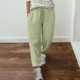 thumbnail image 2 of ABATAB Pants for Women Drawstring Solid Wide Leg Trousers Trendy Elastic Waisted Cotton Linen Summer Casual Pants, 2 of 5
