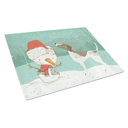 

Carolines Treasures CK2045LCB German Shorthair Snowman Christmas Glass Cutting Board Large 12H x 16W multicolor