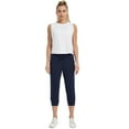 thumbnail image 4 of Stelle Women's Cotton Capri Joggers Pants with Side Pockets Workout Sweatpants,Drawstring Waist Running Yoga Athletic Tapered Casual Pants Lightweight Lounge Pants 20",XS-XXL Navy, 4 of 7
