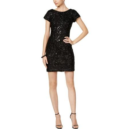 SD Collection Womens Petites Eyelash Sequined Cocktail