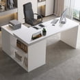 HSH White L Shaped Computer Corner Desk with 3 Storage Drawers 55 inch ...
