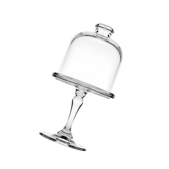 Clear Food Grade Glass Dessert Display Stand with Dome Cover for Showcasing Cakes Fruits and Appetizers Plate