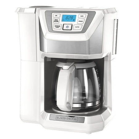 BLACK+DECKER Mill & Brew 12-Cup* Programmable Coffeemaker with Built-In Grinder, White,