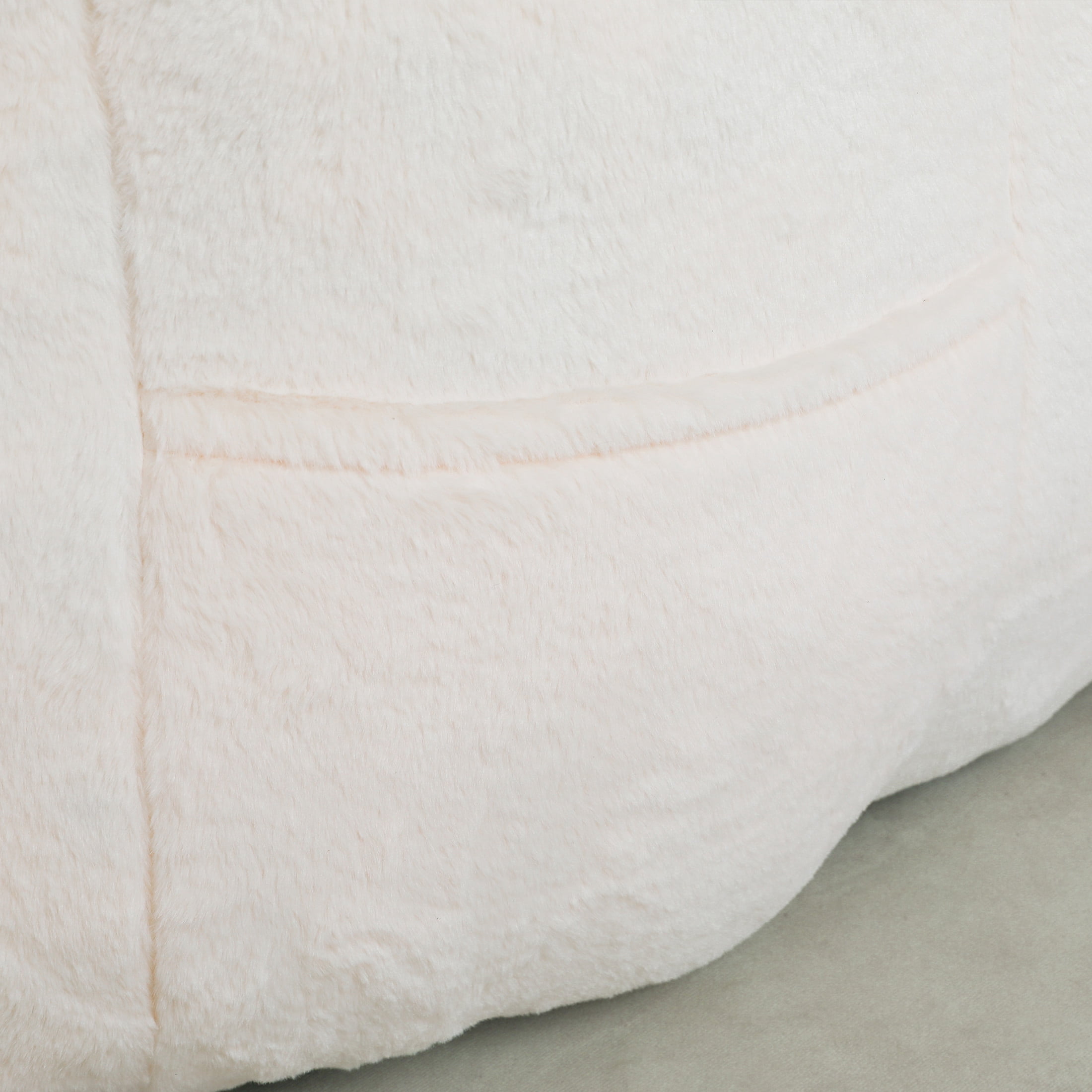 Noble House Dorothy Faux Fur Bean Bag Chair, Comfy Large Memory Foam Gaming Lounge Sofa for Living Room, White