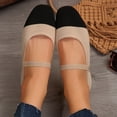 thumbnail image 3 of Rokment Color Block Knit Ballet Flat Dressy Shoes for Women Ladies Comfortable Lightweight Round Toe Ankle Strap Slip on Low Heels Walking Loafers Fall Casual Dress Dance Mary Jane Black Size 6.5, 3 of 7