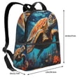 thumbnail image 4 of Lsque Colorful Flower Sea Turtle Pattern Backpack – School Travel Canvas Daypack with Ergonomic Padded Straps, Multiple Compartments & Leather Handle, 4 of 5