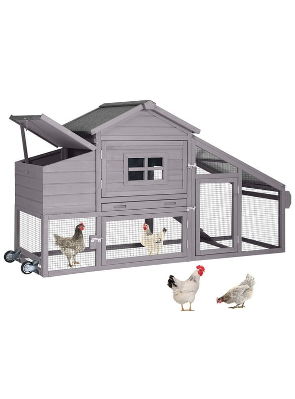 Morgete Chicken Coop Chicken House Hen House for 2-3 Chickens Rabbits Hutch with Nest Box UV Panel